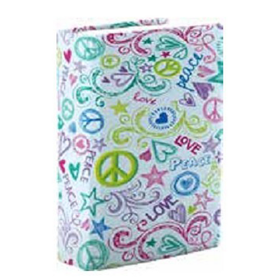 Stretchable Book Cover Love Peace Pattern, Fits Most Hardcover Textbooks up to 8" x 10" inches, Washable and Reusable, 1-Count