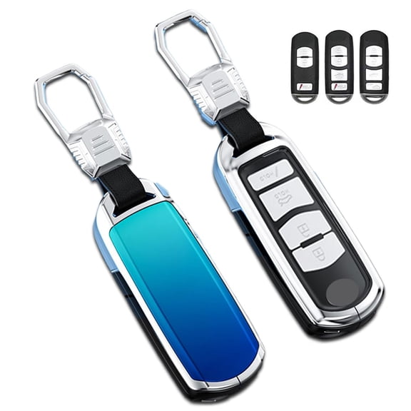 Zinc Alloy Gradient Glass Back Cover Key Fob Case Holder Shell Accessories Compatible for Mazda Miata CX-3 CX-4 CX-5 CX-7 CX-9 MX5 2/3/4 Buttons Smart Key