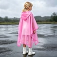 thumbnail image 4 of XUNKUSGA Reusable Rain Ponchos for Kids Classic Solid Color lightweight Waterproof Raincoats with Hood Drawstring Thickened Foldable Ponchos for Boys Girls, 4 of 8