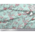 thumbnail image 2 of Soimoi Green Cotton Duck Fabric Roses & Ranunculus Floral Printed Fabric 1 Yard 58 Inch Wide, 2 of 3
