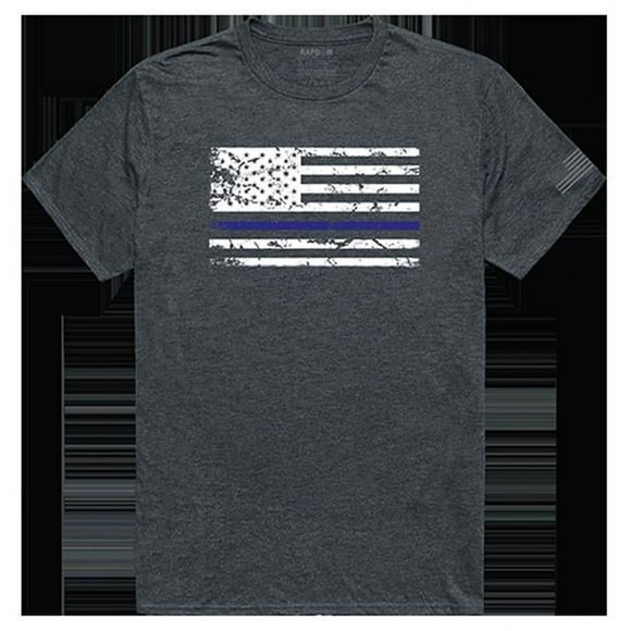 Rapid Dominance TS1-786-E9C-02 Thin Blue Line Tactical Graphic T-shirt, Heather Charcoal - Medium