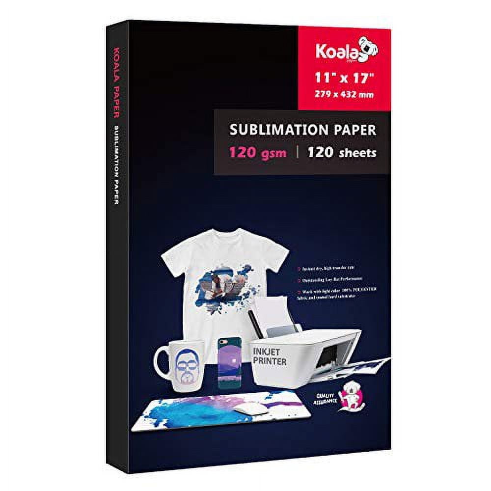 Bundle Kit for 120 Sheets Koala Sublimation Paper 11X17 120g + 4X100ml Koala Sublimation Ink for Inkjet Sublimation Ink Printer Heat Transfer