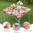 thumbnail image 4 of Pioneer Flower Floral Print Pattern Square Fitted Tablecloth with Elastic Edge,Square Table Cover,Washable Elastic Table Cover for Home Kitchen Party Decor 34"x34", 4 of 6