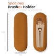 thumbnail image 4 of Meiyuuo Travel Makeup Brush Holder, Large Silicone Brushes Set Protect Cover Bag Small Items Organizer Zipper Closure Pouch, Waterproof Cute Case for Daily, Work Gift for Her Brown, 4 of 7