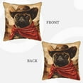thumbnail image 3 of Xecao Western French Bulldog Cowboy Print Soft Velvet Decorative Throw Pillow Covers, Square Cushion Cases for Bed, Sofa, Living Room, Car, and Indoor Outdoor Use-16"x16", 3 of 8