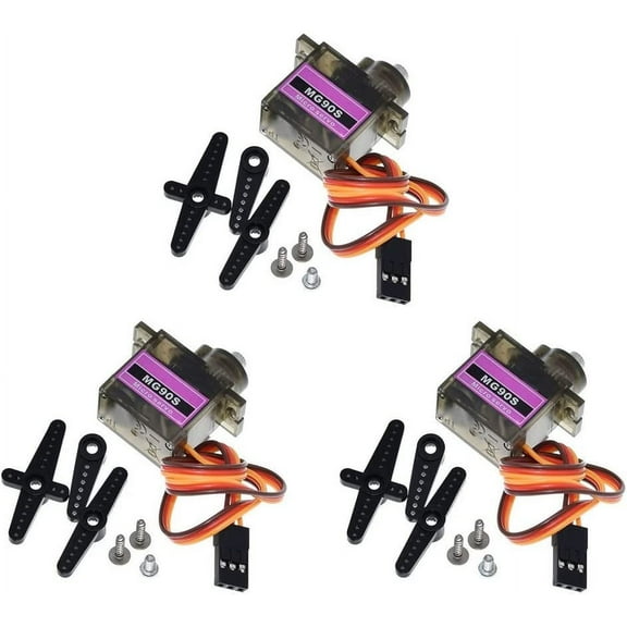 Treedix 3PCS MG90S Servo 9G Micro Servo Motor 360° Metal Geared Micro Servo Motor 9G Smart Robot Car Helicopter Plane Boat Car Compatible Arduino Raspberry Pi Project