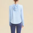 thumbnail image 2 of SWSMCLT Women's Long Sleeve Top Soft Yoga Basic Yoga Running Shirt Hooded Hoodie Workout Full Zip Zipper Blue X-Small, 2 of 4