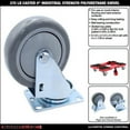 thumbnail image 3 of Snap-Loc Caster 4" Inch Industrial Polyurethane Swivel 375 Lb Easy Rolling Heavy Duty 4 Inch Swivel Caster With Standard Size 2-3/8 Inch X 3-5/8 Inch Slotted Plate! SLAC4SP, 3 of 4