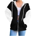 thumbnail image 2 of WRKEKC Womens Zip Up Hoodies Color Block Hooded Jacket Full Zip Long Sleeve Casual Outerwear with Pockets Trendy Loose Fit Coat for Fall and Winter, 2 of 6