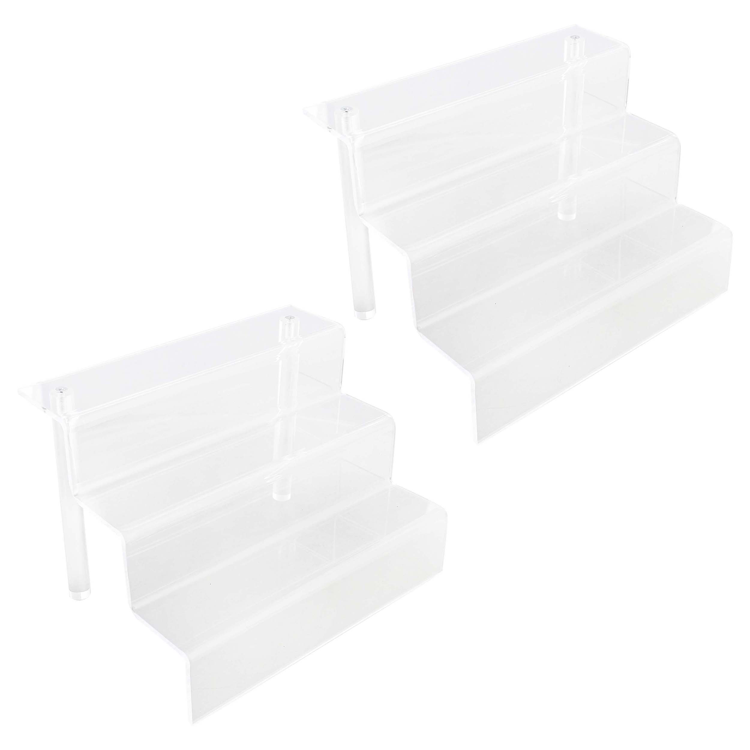 Spec101 Acrylic Display Shelf Riser 2pk Clear Acrylic Stand 3Tiered