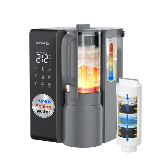 Waterdrop WD-M1 Reverse Osmosis Water Filter Countertop, Hot Water Countertop Reverse Osmosis System, 7 Temperature Options, 6 Stage Purification, 3:1 Pure to Drain, No Installation, Gray