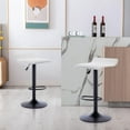 thumbnail image 3 of CQAOE Adjustable Bar Stools Set of 2, Modern Swivel PU Leather Backless Bar Chairs, Airlift Height Adjustable Counter Stools for Kitchen Island, Dining Room, Home Bar (White, Black Base), 3 of 11