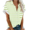 thumbnail image 4 of TKLPEHG Womens Tops Dressy Casual Loose Short Sleeve T Shirts Casual Striped Print Graphic Tee Going Out Tops Button Lapel Shirts Lightweight Summer Blouses(Green,XXL), 4 of 7