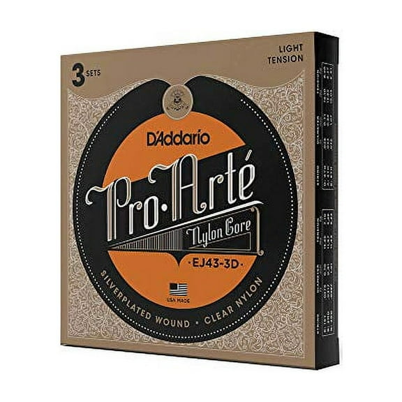 D'Addario EJ43 Pro-Arte Nylon Classical Guitar Strings, Light Tension, 3 Sets