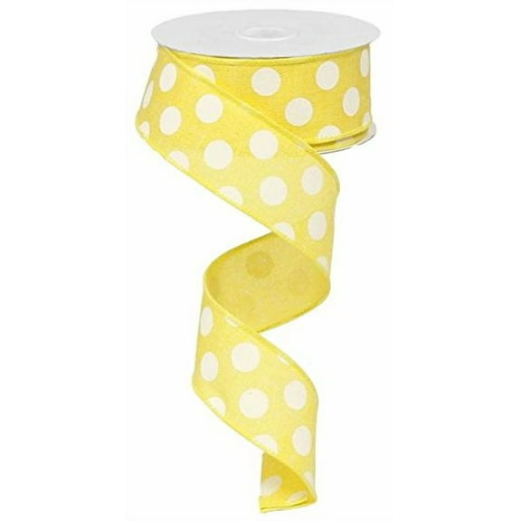 Polka Dot Wired Edge Ribbon (1.5", Yellow White) - 10 Yards : RX9145X7