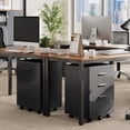 thumbnail image 5 of GALAXHERO Wood Rolling File Cabinet with 3 Drawers(Widen), Portable Vertical Mobile Wooden Storage Filing Cabinet, for Home Office, Black, 5 of 9