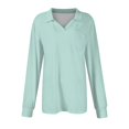 thumbnail image 4 of Womens Shirts Blouse Women's Loose Casual Solid Color V-Neck Long Sleeve Neckline With Pocket Waist Shirt Tops, 4 of 6