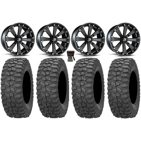 MSA Black Kore 14 ATV Wheels 28 Rock-A-Billy Tires Honda Rincon Yamaha Rhino Kawasaki Brute Force Suzuki KingQuad