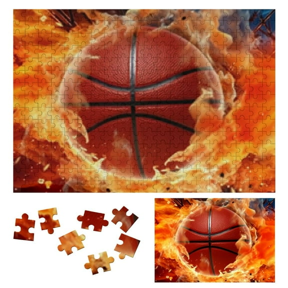 Shiartex Fire Basketball Wooden Jigsaw Puzzle - Challenging Difficult Wood Puzzles for Adults - Perfect Gift for Family and Friends - Premium Eco-Friendly Material 300 PCS