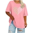 thumbnail image 3 of Otvok Women's Heart Print Day Plus Size Round Neck Short Sleeve Spring/Summer Base Layer T-Shirt, 3 of 6