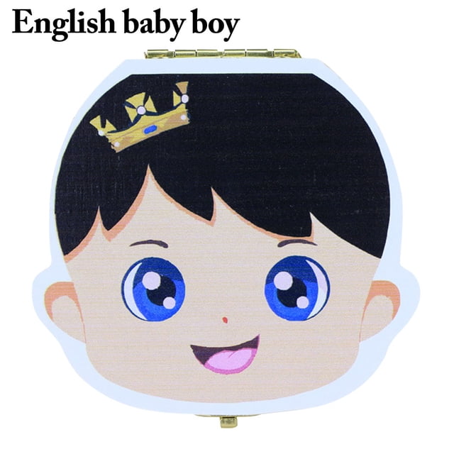 Baby Tooth Box Wooden Cartoon Baby Tooth Collection Box Keepsake Organizer Box