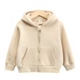 thumbnail image 3 of GYRATEDREAM Baby Boys Girls Fall Winter Hooded Jacket Toddler Long Sleeve Zip Up Cotton Thick Hoodie Coat with Pockets Kids Warm Windpoof Outerwear Apricot for 12M-10T, 3 of 8