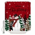 thumbnail image 2 of Red Christmas Bathroom Curtain 72 Inch Shower Stall Curtain with Hooks, Snowman Snowflake Xmas Tree Waterproof Polyester Bath Curtain Washable Bathtub Curtain 36''x 72'', 2 of 6