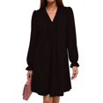 thumbnail image 1 of Womens Casual Dress A-Line Ruffle Sleeve V Neck Midi Dress Fashion Pleated Flowy Sundress Loose Shirt Dresses navy blue XL, 1 of 4
