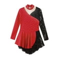 thumbnail image 5 of inhzoy Kids Girls Floral Lace Patchwork Figure Skating Dress Ballet Dance Leotard Burgundy 16, 5 of 7