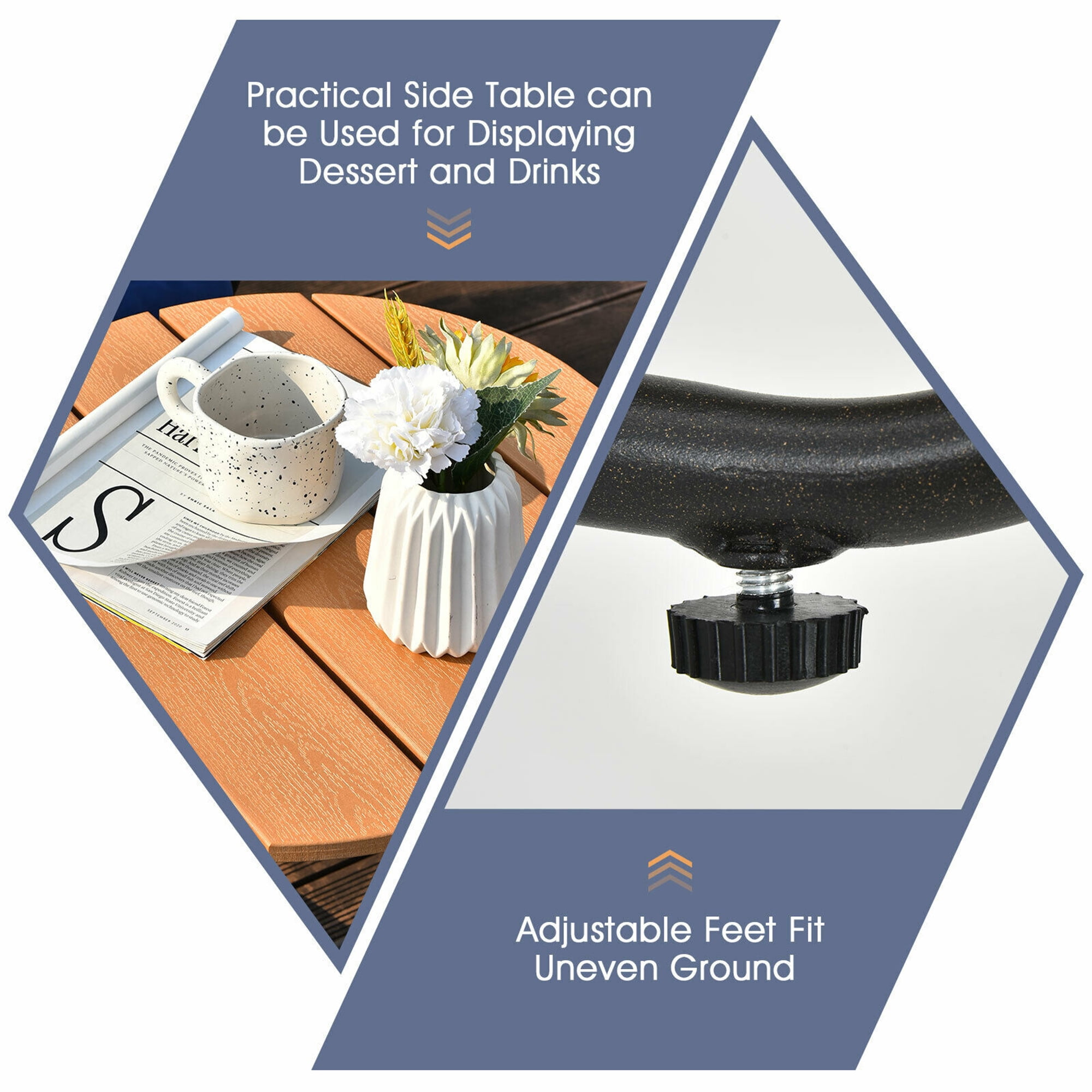 Gymax Blue 3PC Patio Birsto Furniture Set Cushioned Sofa Armrest Coffee Table