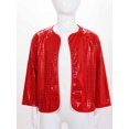 thumbnail image 2 of XUNZOO Kids Girls Sequin Tops Metallic Short Sleeve Bolero Shrug Open Front Cardigan Pageant Party Fancy Dress Up Red 130, 2 of 7