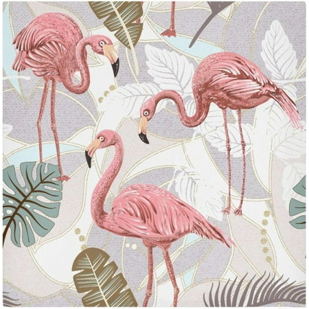 GZHJMY Soft Reusable Satin Table Decorative Napkins,20x20InX1 PCSFlamingo Palm Leaves,Family Dinner Wedding Banquet, Cocktail Party, Kitchen,Birthday Party