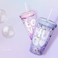 thumbnail image 3 of Joernso Water Bottle Eco-friendly English Letter Pattern Plastic Sequins Drinking Water Straw Cup for Travel, 3 of 8