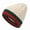 White, variant on Light Brown Cozy Unisex Winter Fashion Beanie Tam With Chic Green and Red Strip Chuff