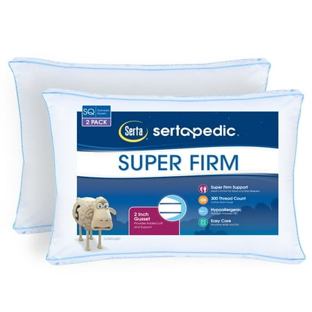 Sertapedic Super Firm Pillows, Set of 2, Standard (Best Pillow For Insomnia)