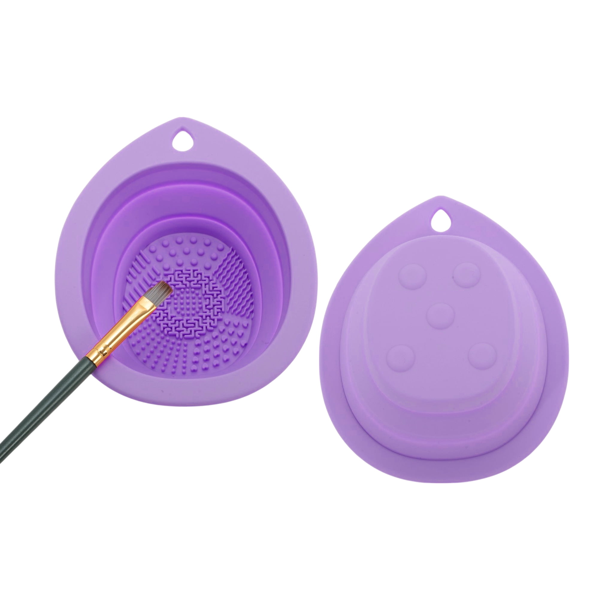 Unique Bargains Teardrop Shape Makeup Brush Cleaning Mat 1 Pc Purple