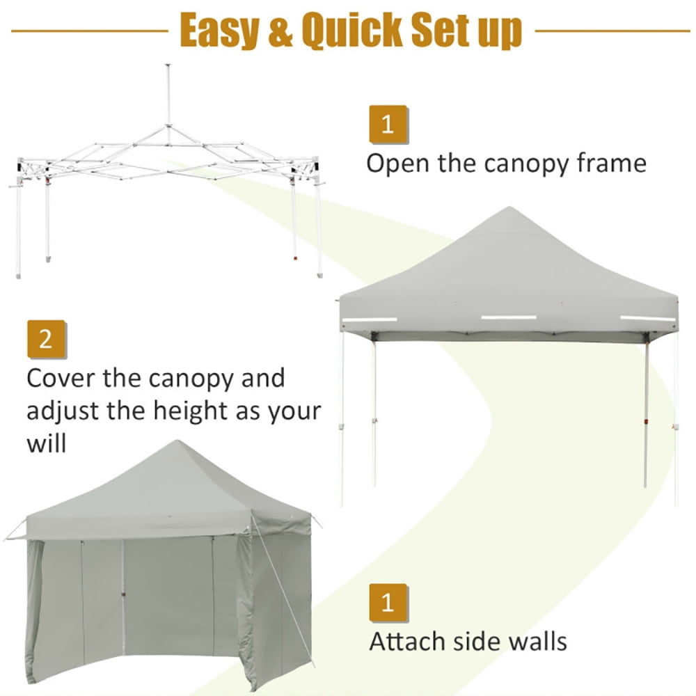 Aimee Lii 10 x 10 Feet Pop-up Gazebo with 5 Removable Zippered Sidewalls and Extended Awning, Backyard Canopy Gazebo, Gray Aimee Lii 10 x 10 Feet Pop-up Gazebo with 5 Removable Zippered Sidewalls and Extended Awning, Backyard Canopy Gazebo, Gray