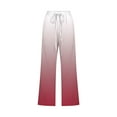 thumbnail image 4 of SELONE Casual Capri Pants for Women Mid Waist Plus Size Lounge Pants Trouser Pants Loose Beach Pants Drawstring Gradient Print Straight Leg Lightweight Comfortable Red 2XL Breathable Summer Clothes, 4 of 5
