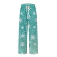 thumbnail image 6 of Fabrcox Christmas Home Pajamas Bottoms for Men Christmas Snowflake Printed Drawstring Pj Pants with Pockets Casual Elastic Waist Straight Leg Lounge Bottoms, Turquoise M, 6 of 6