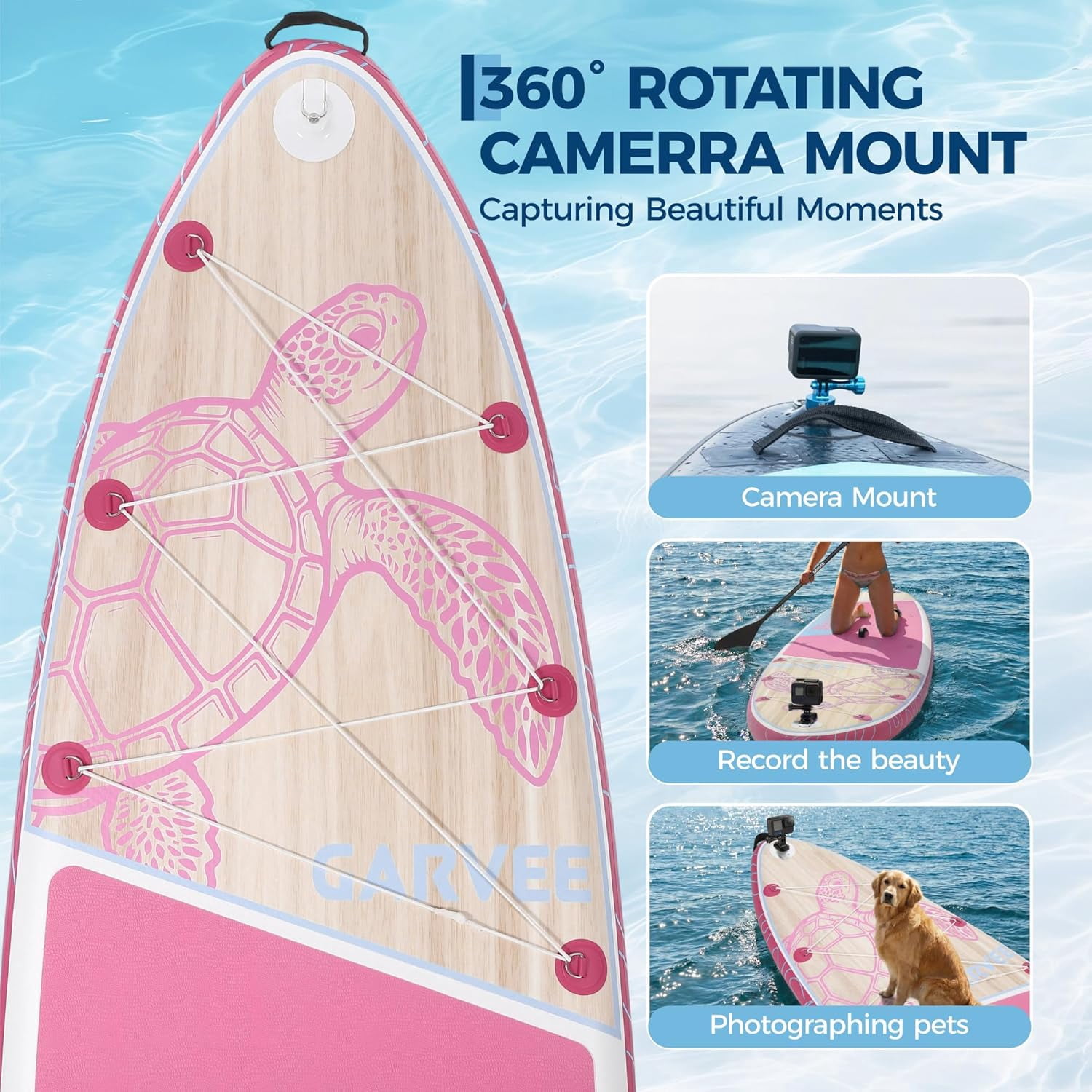 Garvee 11ft Inflatable Stand up Paddle Boards with Premium SUP Accessories, 500 lbs Capacity, Pink