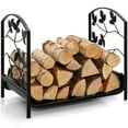 thumbnail image 1 of Patiojoy Firewood Log Rack, for Indoor Outdoor Steel Log Holder with 110 lbs Load Capacity Decorative Log Rack with Exquisite Leaf Patterns, 1 of 10