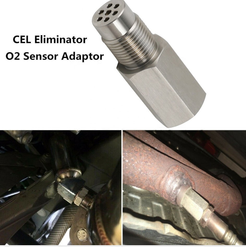 W/ Catalytic Converter mini Cat Oxygen O2 Sensor Spacer Adapter CEL Eliminator