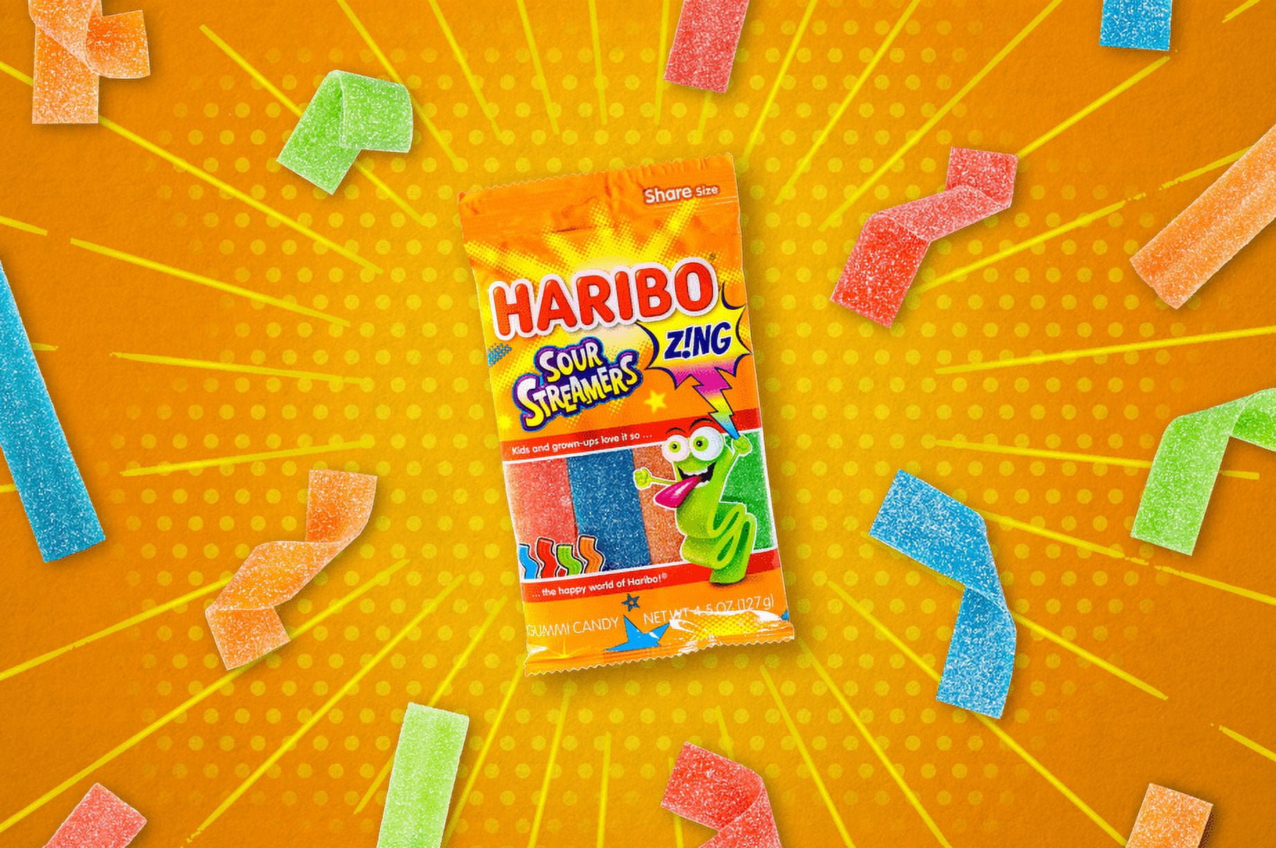 haribo Haribo Z!NG Sour Streamers Gummi Candy Bags - 12 / Box – Candy