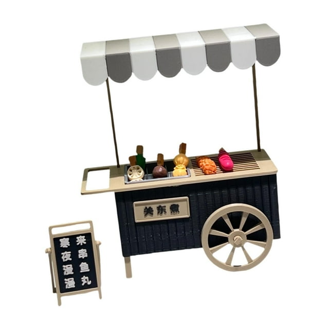 Puesto de comida Oden para casa de muñecas, mini cocina de juguete, juego de simulación de restaurante para niños, diseño realista de carrito Oden,