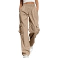 thumbnail image 5 of VBVC Women's Y2k Pull-On Cargo Pants,Business Office Slacks for Women,Ladies High Waisted Sweatpants with Pocke,Khaki,S-3XL, 5 of 10