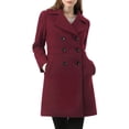 thumbnail image 2 of Unique Bargains Women's Notched Lapel Double Breasted Mid Length Overcoat, 2 of 7