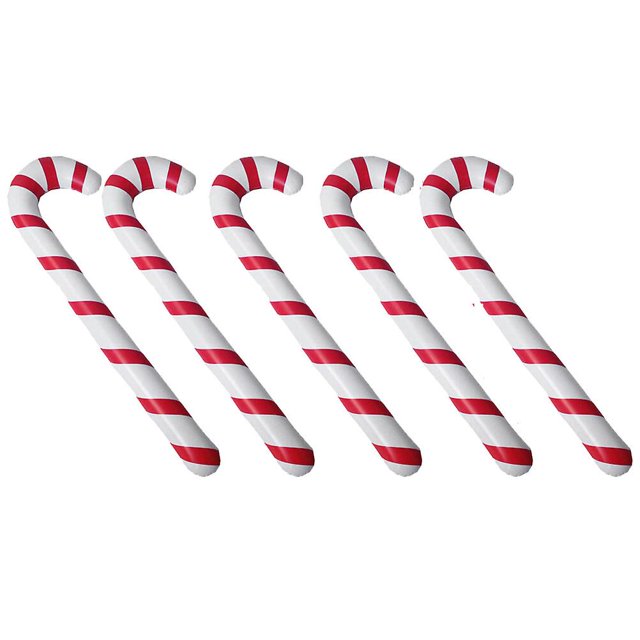 Juego de 10 Muletas inflables navideñas XCF con diseño de rayas rojas y blancas L 88 x 25 x 25 cm