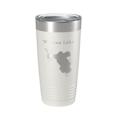 

Winona Lake Map Tumbler Travel Mug Insulated Laser Engraved Coffee Cup Indiana 20 oz White