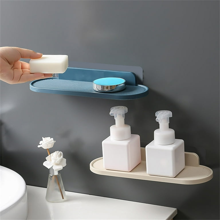 Wall Shelf Waterproof Self Adhesive ABS Strong Load Bearing Floating Shelf for Bathroom, Gray