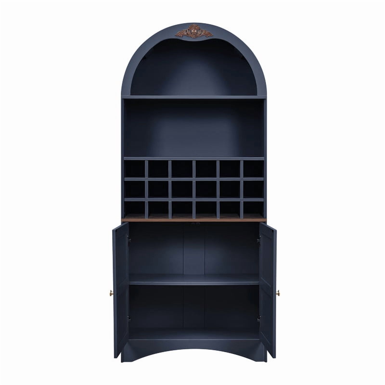 Arched Bar Wine Storage Liquor Cabinet with Removable Wine Grid, Freestanding Bookcase with Adjustable Shelves